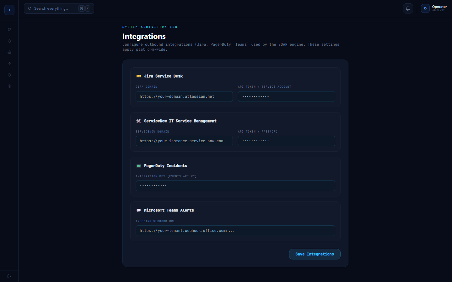 integrations screenshot